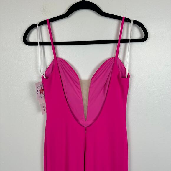 NWT Aqua Formal Womens Sweetheart Neckline Spaghetti Strap Hot Pink Maxi Dress 2 - Picture 6 of 10